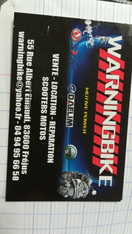 vente de véhicule 2 roues Fréjus warning bike